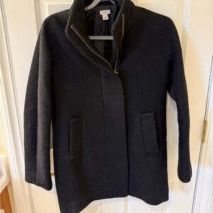 J. Crew Black Funnel Neck Coat